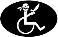 Handicap Pirate in Wheelchair Funny Sticker 5